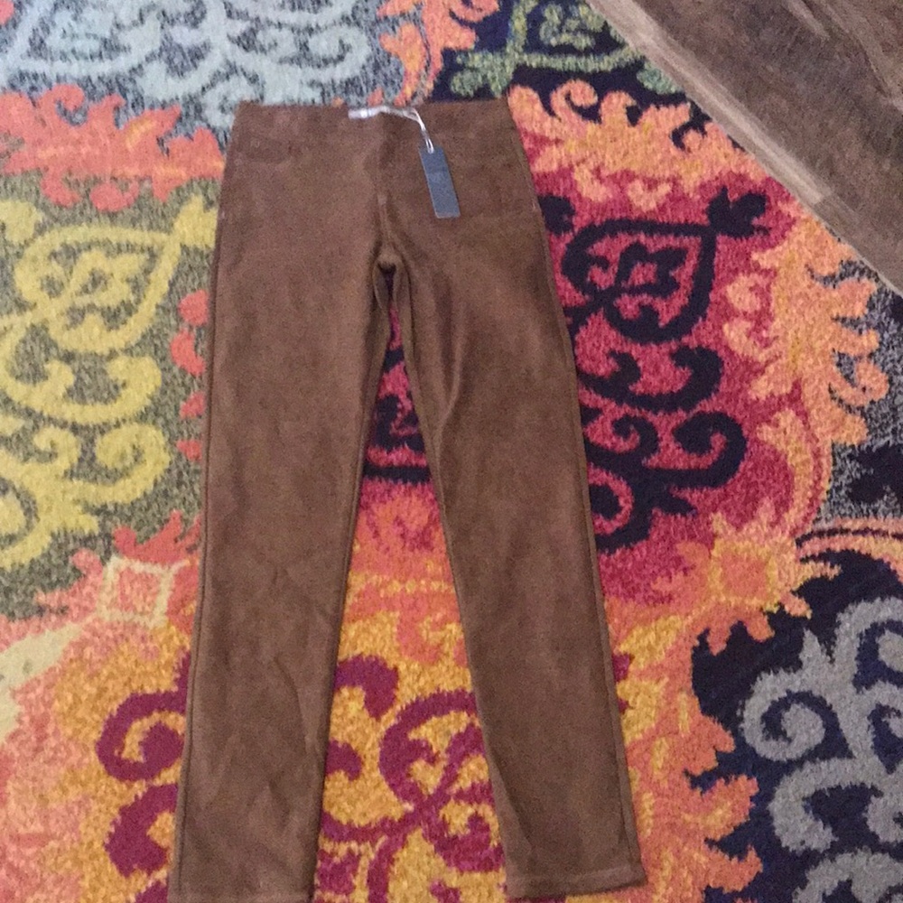 Brown Tractr Suede-Look Leggings Girls sz 14